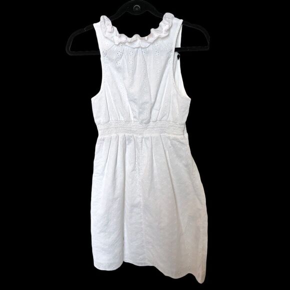 Old Navy White 100% Cotton Dress Sleeveless V neck elastic at waist Small - Picture 3 of 9
